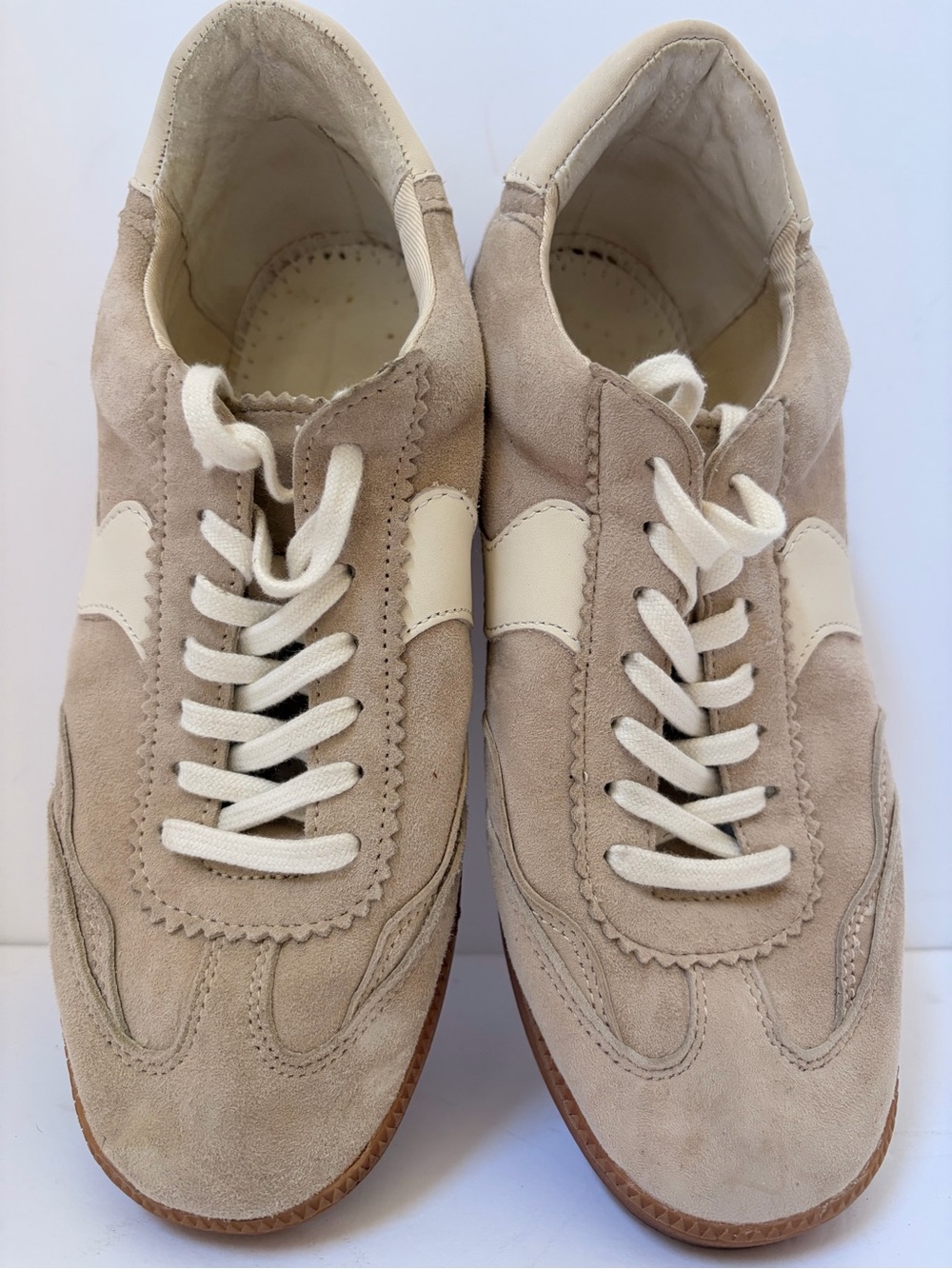 Dolce Vita Beige & Cream Suede Low-Top Sneakers
